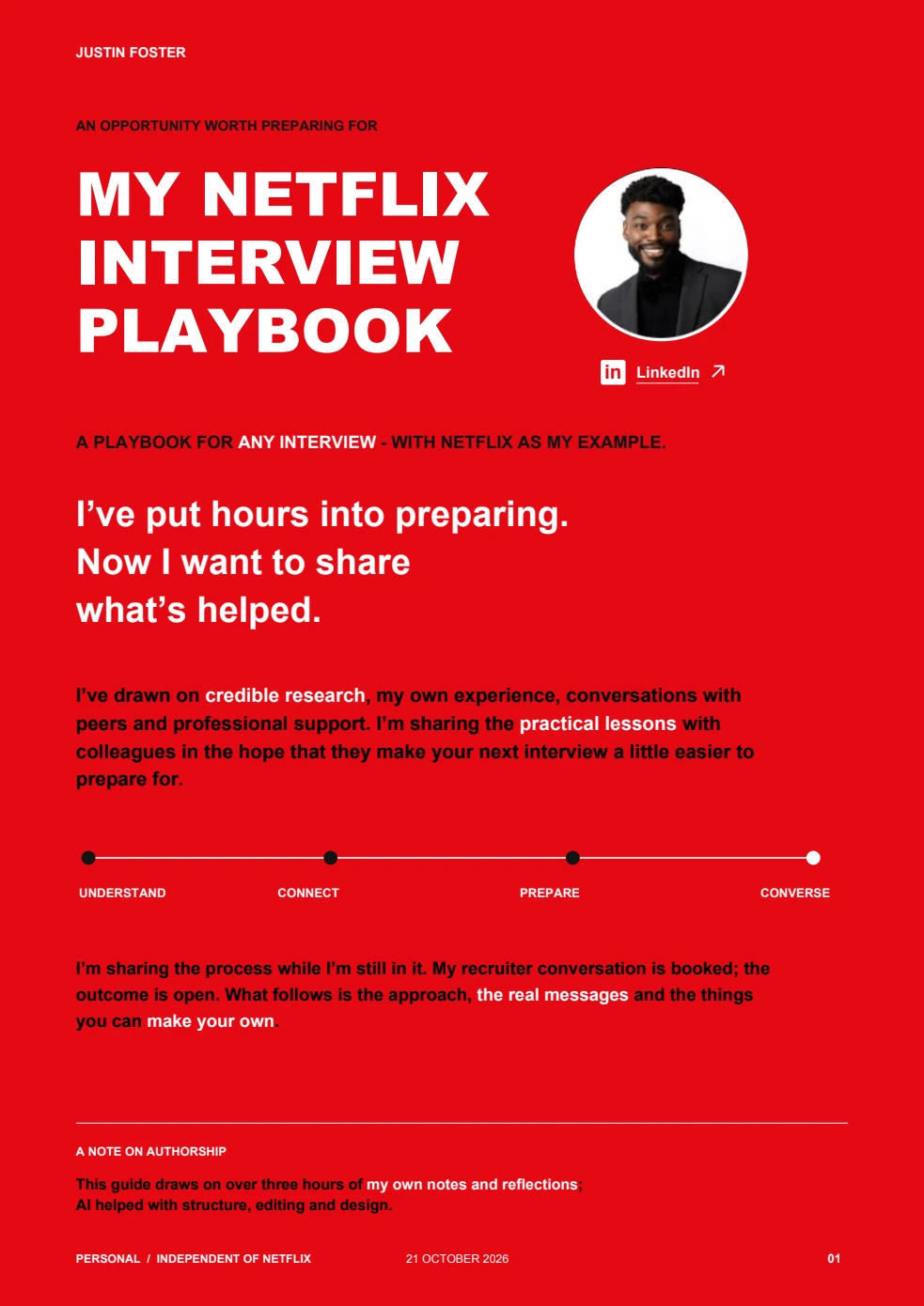 Cover of Justin Foster’s independent Netflix Interview Playbook